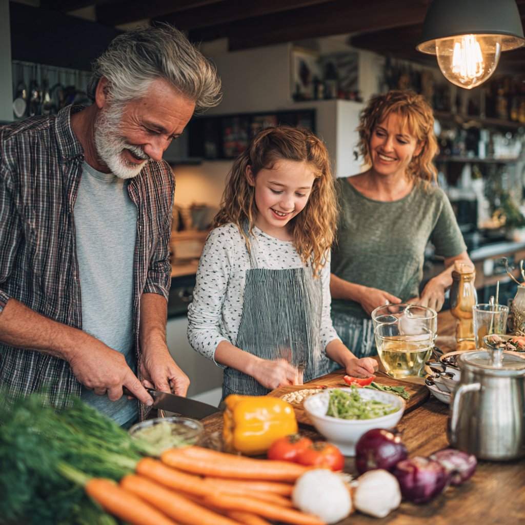 Молода жінка європейської зовнішності з щирою посмішкою, тримає тарілку зі свіжими овочами та зеленню, природне освітлення